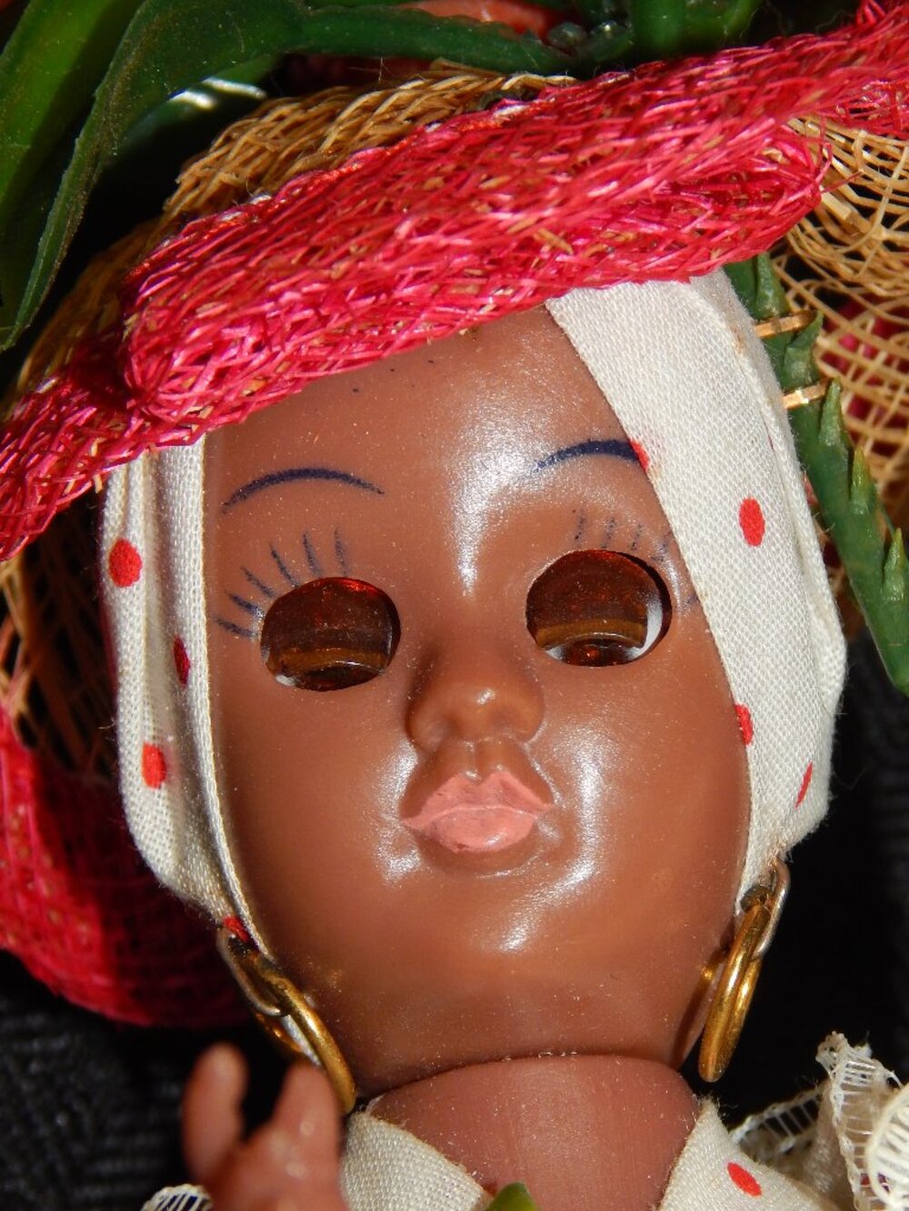 Vintage Black Americana Carmen Miranda Inspired Style Art Doll Fruit Bowl Hat - Picture 5 of 5